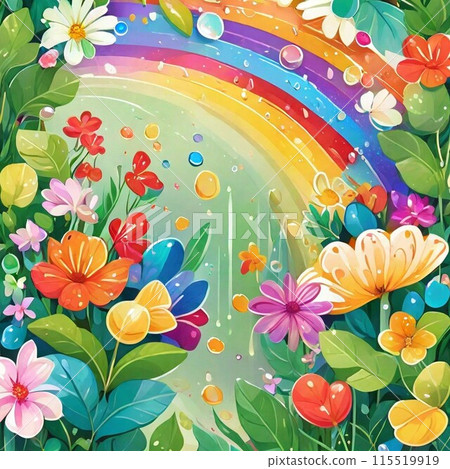 Colorful and pop flower and rainbow wallpaper 115519919