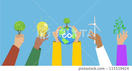 3D Isometric Flat Vector Illustration of Climate Change, Eco, Green, Environment Friendly 3D Isometric Flat Vector Illustration of Climate Change, Eco, Green, Environment Friendly 115519924