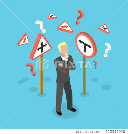 3D Isometric Flat Vector Illustration of Difficult Choice, Pathway Selection Dilemma 3D Isometric Flat Vector Illustration of Difficult Choice, Pathway Selection Dilemma 115519958