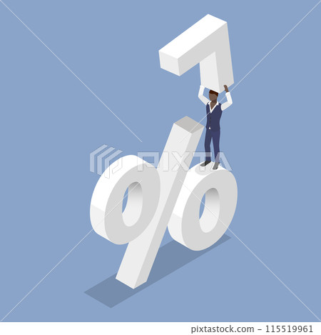 3D Isometric Flat Vector Illustration of Interest Rate Increase, Financial Risks 3D Isometric Flat Vector Illustration of Interest Rate Increase, Financial Risks 115519961