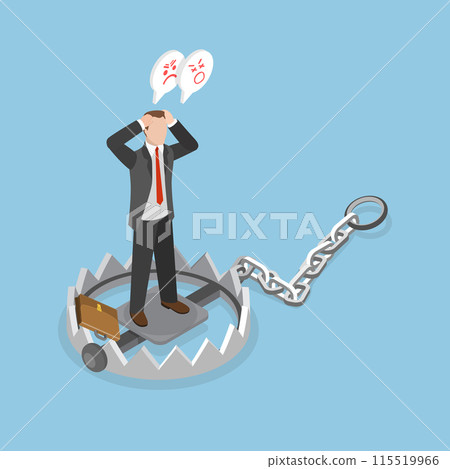 3D Isometric Flat Vector Illustration of Business Risks And Fears, Economic Struggles 3D Isometric Flat Vector Illustration of Business Risks And Fears, Economic Struggles 115519966
