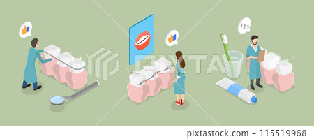 3D Isometric Flat Vector Illustration of Orthodontic Care, Dentistry Service 115519968