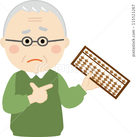 Senior man pointing at abacus 115521267
