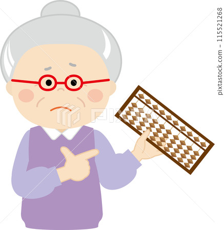 Senior woman pointing at abacus 115521268