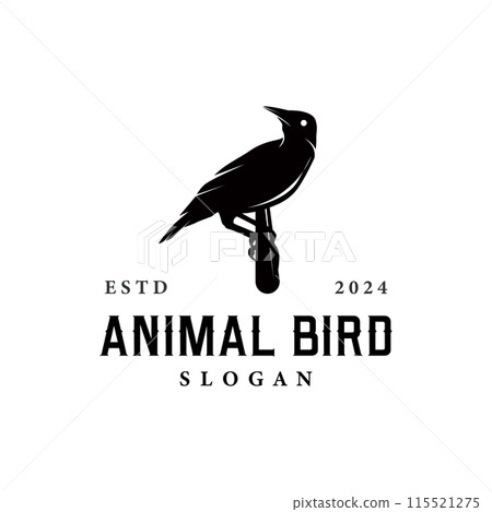 Black silhouette bird logo concept design simple vintage bird lover illustration template 115521275