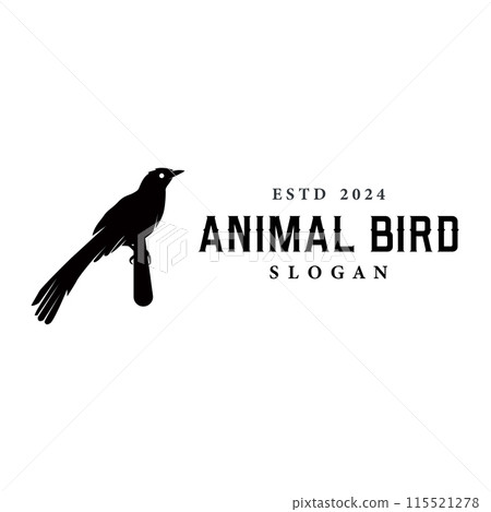 Black silhouette bird logo concept design simple vintage bird lover illustration template 115521278
