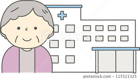 Hospital and senior woman 115521325