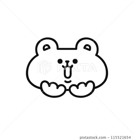 A bear with a happy expression, line drawing 115521654