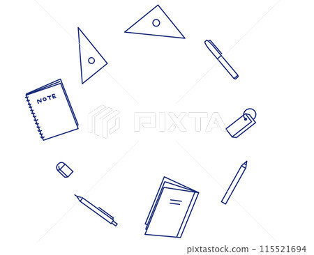 Cute line drawing study supplies frame Cute line drawing study supplies frame 115521694