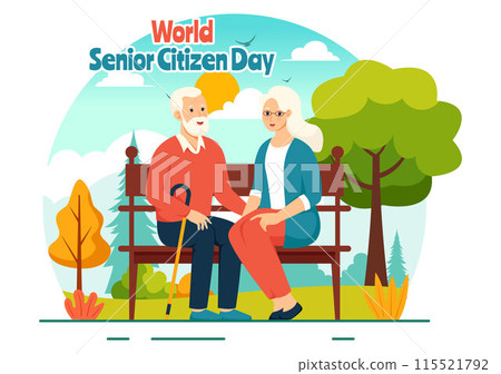 World Senior Citizen Day Vector Illustration on August 21st to respect and Honor the Contributions of Older People, set against a Flat Background World Senior Citizen Day Vector Illustration on August 21st to respect and Honor the Contributions of Older People, set against a Flat Background 115521792