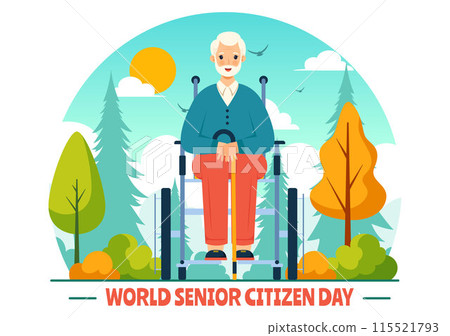 World Senior Citizen Day Vector Illustration on August 21st to respect and Honor the Contributions of Older People, set against a Flat Background World Senior Citizen Day Vector Illustration on August 21st to respect and Honor the Contributions of Older People, set against a Flat Background 115521793