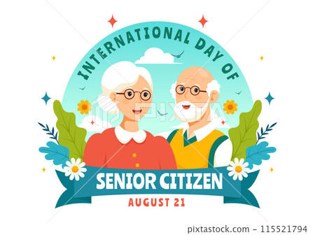World Senior Citizen Day Vector Illustration on August 21st to respect and Honor the Contributions of Older People, set against a Flat Background World Senior Citizen Day Vector Illustration on August 21st to respect and Honor the Contributions of Older People, set against a Flat Background 115521794