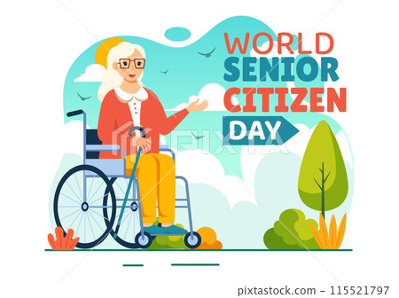 World Senior Citizen Day Vector Illustration on August 21st to respect and Honor the Contributions of Older People, set against a Flat Background 115521797