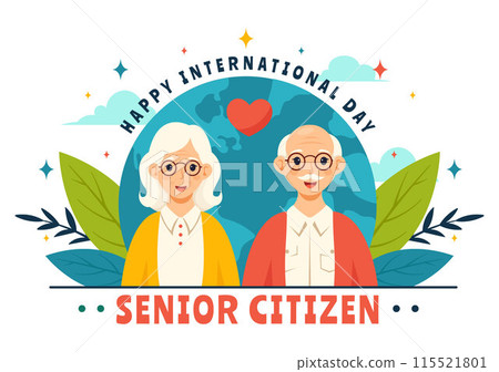 World Senior Citizen Day Vector Illustration on August 21st to respect and Honor the Contributions of Older People, set against a Flat Background World Senior Citizen Day Vector Illustration on August 21st to respect and Honor the Contributions of Older People, set against a Flat Background 115521801
