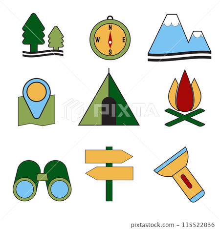 The camping equipment icon for travel concept vector image. The camping equipment icon for travel concept vector image. 115522036