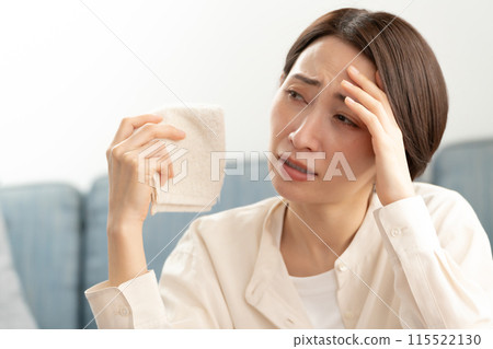 中年婦女擦汗、更年期 115522130