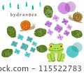 Cute illustration of rain in the rainy season, frogs and snails 115522783