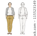 Full body illustration of a woman in casual clothes 115523149