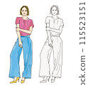 Full-body illustration of a stylish woman 115523151