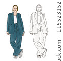 Full body illustration of a woman in a suit 115523152