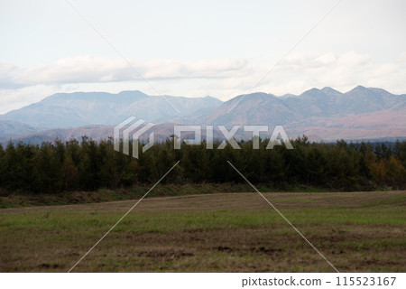 Autumn foliage seen from the Tokachi Plain Autumn foliage seen from the Tokachi Plain 115523167
