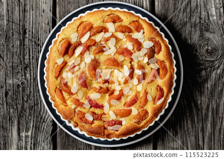 apricot frangipane tart, a french summer dessert 115523225