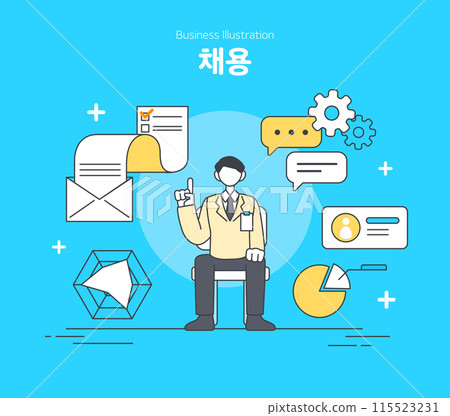 Line Illustration of Business Workers Line Illustration of Business Workers 115523231