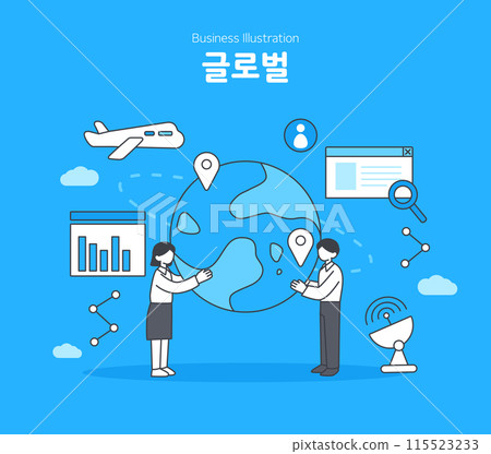 Line Illustration of Business Workers  115523233