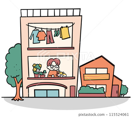 People and lifestyles living in residential areas 115524061