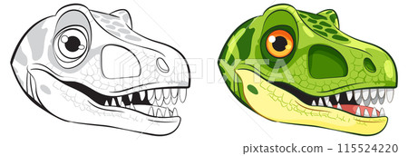 Colorful Dinosaur Head Illustration 115524220