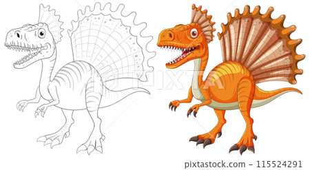 Colorful and Outlined Dinosaur Illustration Colorful and Outlined Dinosaur Illustration 115524291