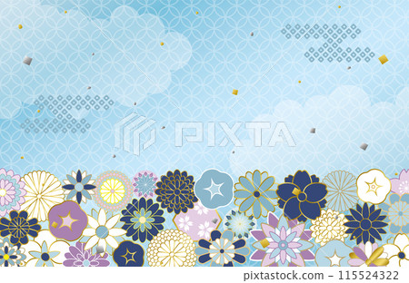Summer Japanese-style floral background material 115524322