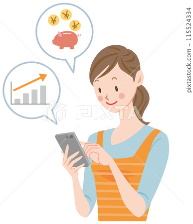 Women using smartphones Investment points 115524334
