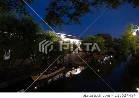 Boats on the Kurashiki River at night, Kurashiki Bikan Historical Quarter 115524454