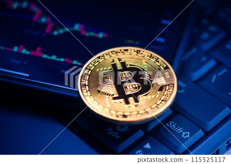 close up golden bitcoin 115525117