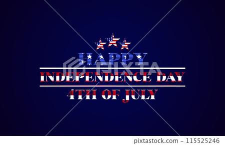 Usa Flag Happy Independence Day 4Th Of July Day Text With Design 115525246