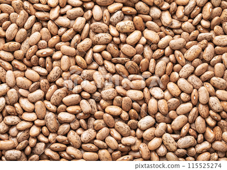 Variegated organic dry raw bean seeds textured background. 115525274