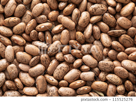 Variegated organic dry raw bean seeds textured background. 115525276