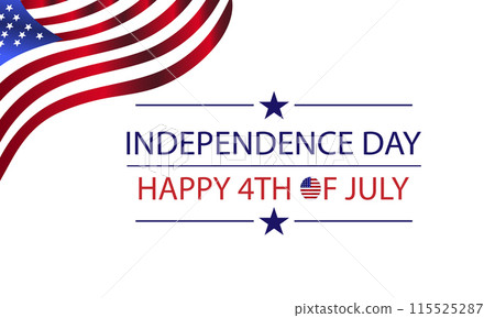 Wishing You a Happy 4th of July with USA Flag Typography 115525287