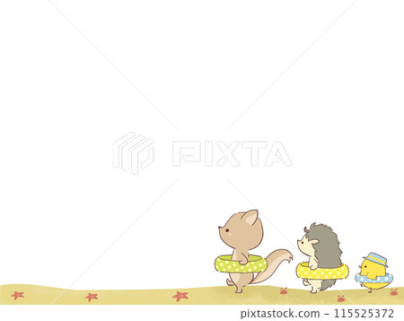 Frame of animals walking with a swim ring 115525372