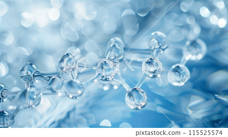 Close up of a molecule in electric blue on a transparent background 115525574