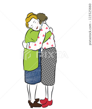 Women hugging, warm greetings, friendship 115525660
