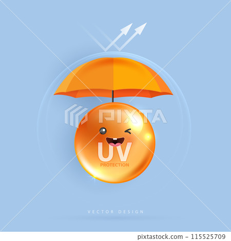 Protected shield from the sun's rays. degrees of protection against UV rays. UV protection your skin ultraviolet sunblock lotion. UV reflection skin after. cosmetic products design. vector design. 115525709