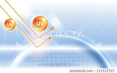 Protected shield from the sun's rays. degrees of protection against UV rays. UV protection your skin ultraviolet sunblock lotion. UV reflection skin after. cosmetic products design. vector design. 115525725