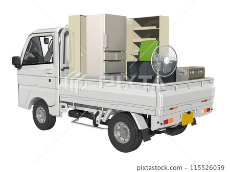 A white light truck (3DCG) for moving, waste collection, etc. 115526059