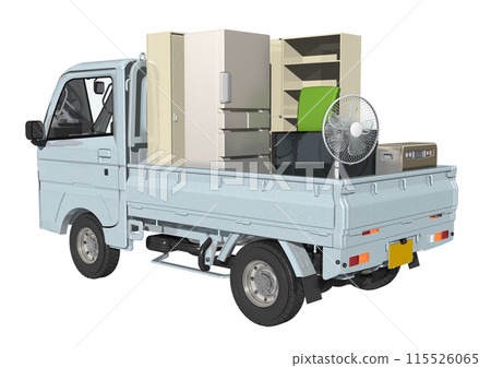 藍灰色輕型卡車(3DCG),靈感來自於搬家、垃圾收集等。 藍灰色輕型卡車(3DCG),靈感來自於搬家、垃圾收集等。 115526065