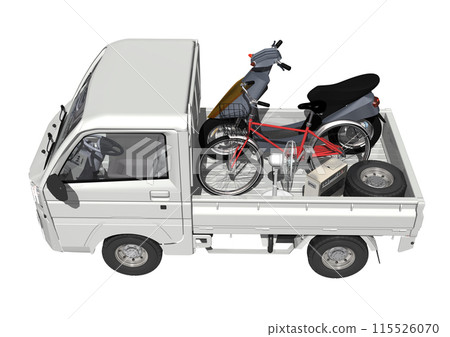 受垃圾收集等啟發的白色輕型卡車（3DCG）。 115526070