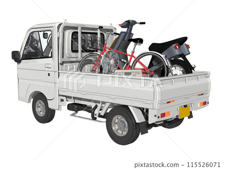 受垃圾收集等啟發的白色輕型卡車（3DCG）。 115526071