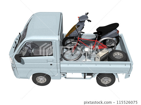 A blue-gray light truck (3DCG) that represents waste collection, etc. 115526075