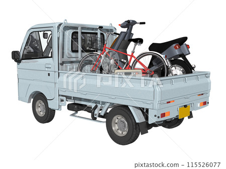 A blue-gray light truck (3DCG) that represents waste collection, etc. 115526077